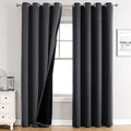 ChrisDowa 100% Blackout Curtains for Bedroom with Black Liner, 2 Thick Layers Total Blackout Thermal Insulated Grommet Window Curtains 72 Inch Length 2 Panels Set (Dark Grey, 52 x 72 Inch)