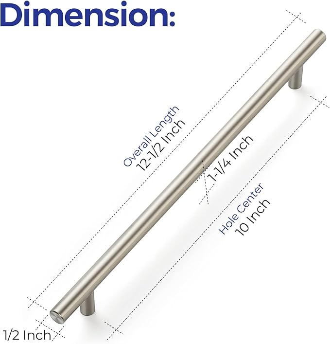 Ravinte 12-1/2 Inch Cabinet Handles Brushed Nickel Stainless Steel Kitchen Cupboard Hardware Cabinet Handles 10" Hole Center 4 Pack
