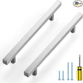 Ravinte Brushed Nickel Cabinet Handles 20 Pack 6-3/10 inch Satin Nickel Square Cabinet Pulls Silver Hardware for Kitchen Cabinets 8-4/5 inch Overall Length Stainless Steel Drawer Pulls