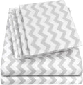 Twin Size Bed Sheets - 4 Piece 1500 Supreme Collection Fine Brushed Microfiber Deep Pocket Twin Sheet Set Bedding - 1 EXTRA PILLOW CASES, GREAT VALUE, Twin, Chevron Gray