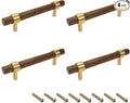 Drawer 5.51"/140mm Pulls Brass Walnut Kitchen Wardrobe Cabinet Hardware Pull Handle with Screw, 4Pcs