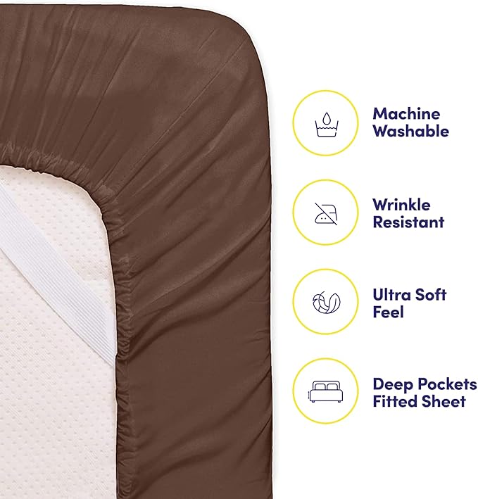 Twin Size Bed Sheets - 4 Piece 1500 Supreme Collection Fine Brushed Microfiber Deep Pocket Twin Sheet Set Bedding - 1 EXTRA PILLOW CASES, GREAT VALUE, Twin, Brown
