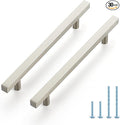 JOY DECOR 30 Pack 6-1/4 Inch Brushed Nickel Square Cabinet Handles Stainless Steel Cabinet Hardware Pulls for Kitchen and Drawers with 8-13/16 Inch Overall Length