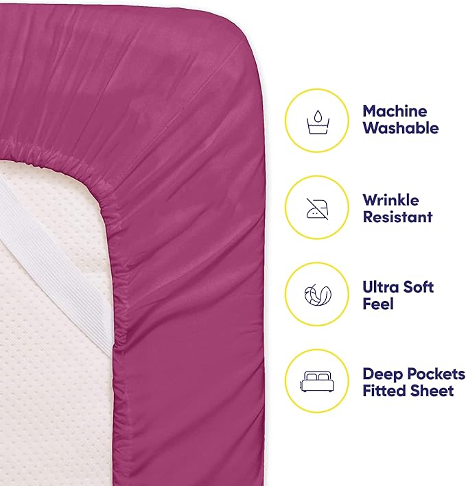 Queen Sheets Berry - 6 Piece 1500 Supreme Collection Fine Brushed Microfiber Deep Pocket Queen Sheet Set Bedding - 2 Extra Pillow Cases, Great Value, Queen, Berry