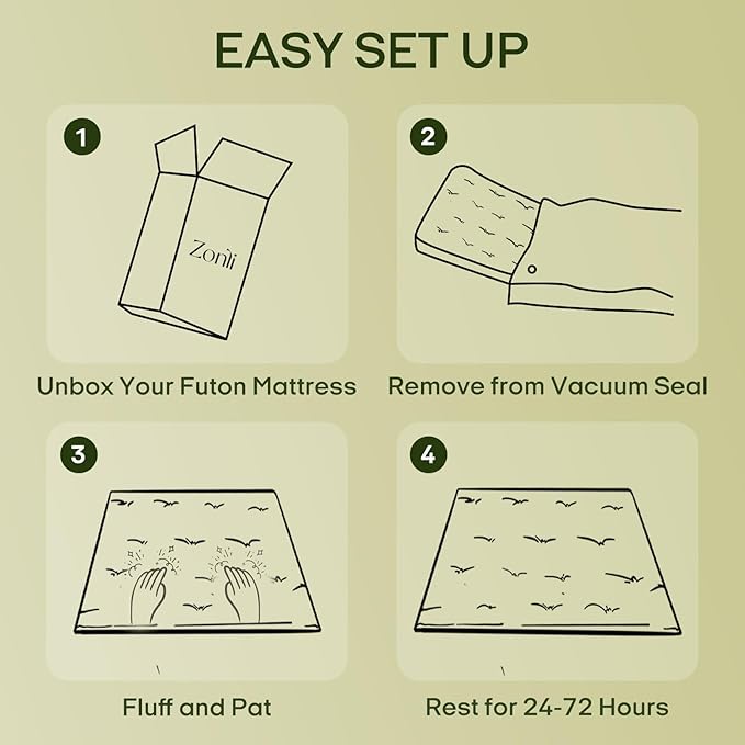 ZonLi Japanese Floor Futon Mattress Full Size 75"x 54", 100% Cotton Cover 2.5'' Thicken Tatami Mattress, Foldable Sleeping Pad, Portable Dormitory Tatami Mat(Khaki)