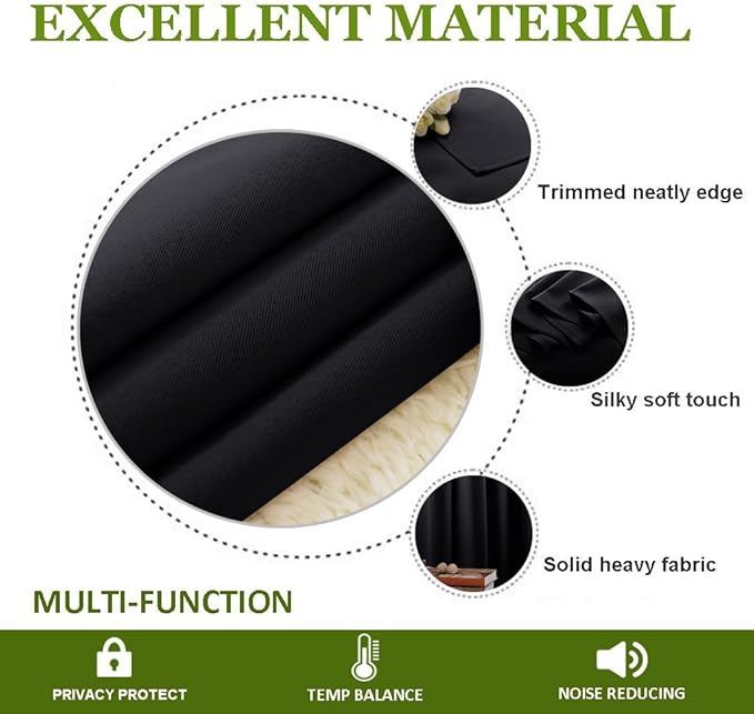 NICETOWN Large Room Separating Divider, Room Divider Curtain Screen Partition, Function Thermal Blackout Noise Reducing Curtain, Sliding Door Insulated Curtain, Black, 12.5ft Wide x 9ft Long