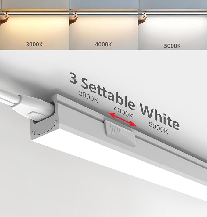 Under Cabinet Lighting Plug in, 16 Inch 2 Pcs, Linkable AC120V 3CCT 3000K/4000K/5000K Ultra Slim, LED Under Cabinet Lights for Counter Light, Kitchen, Shelf, Sink, Workshop, Desk, White