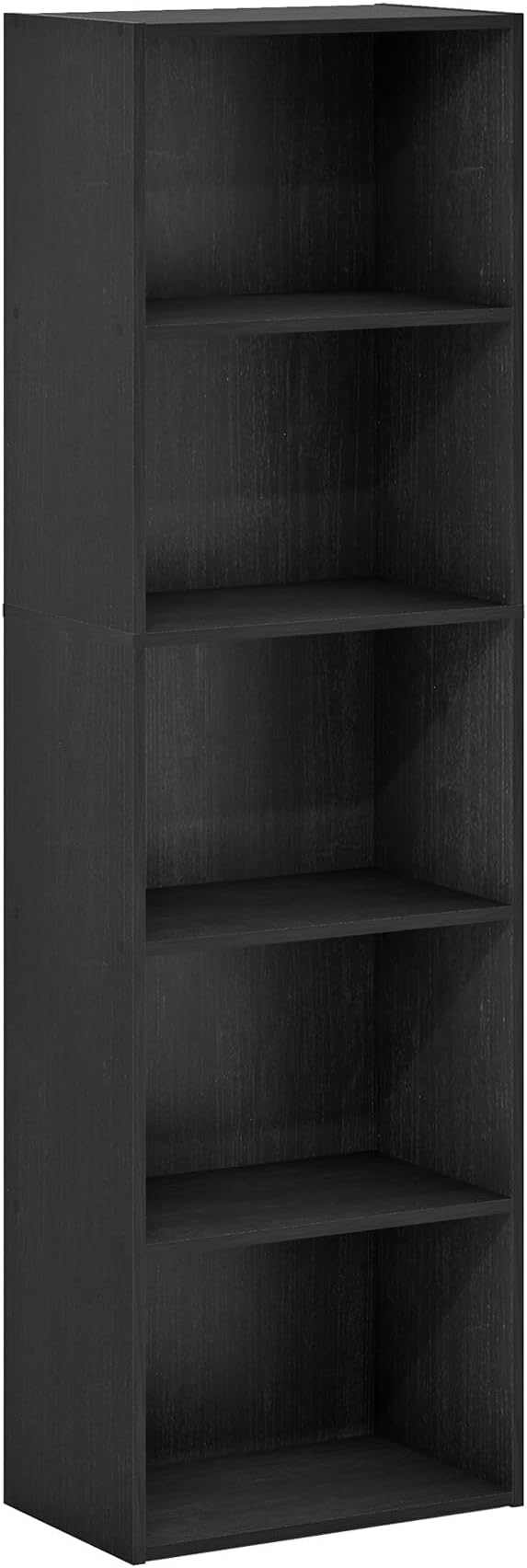 Furinno LUDER Book Shelf, 5-Tier Bookshelf, Bookcase, 9.4" x 15.8" x 52", for Living Room, Bedroom, Home Office, Blackwood