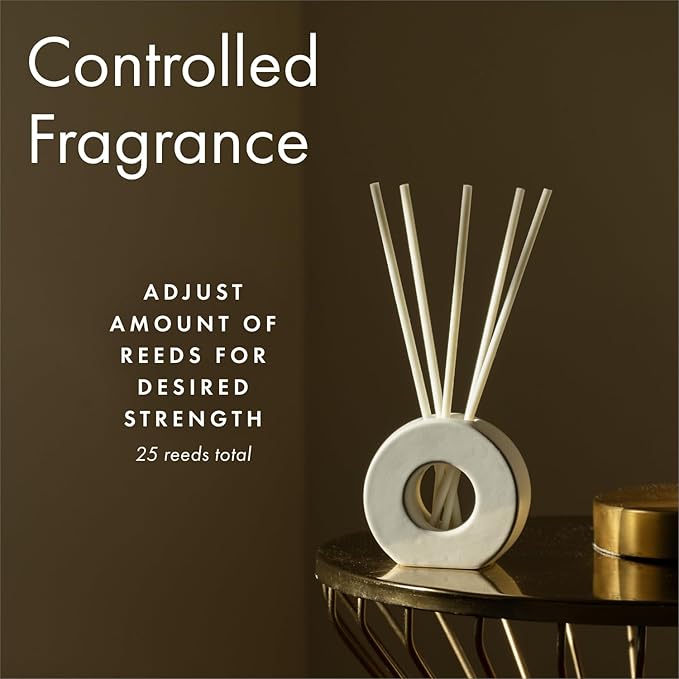 ScentAir Infused Liquidless Reeds | Includes 25 Flameless Reeds and 1 Decorative Vase, White | Essential Oil Aroma Diffuser Sticks | Fresh Spa Scents | Gifting Fragrance | Asian Garden
