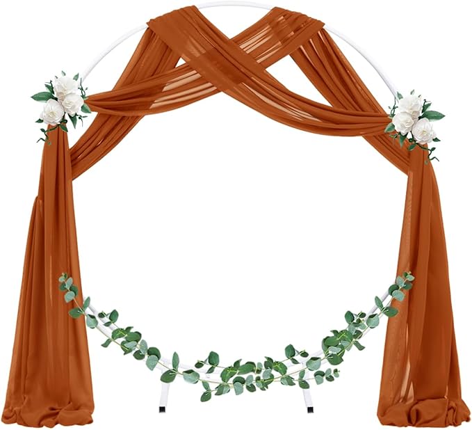 Socomi Wedding Arch Draping Fabric 1 Panel 29" x 19Ft Terracotta Sheer Chiffon Curtain Drapes 6 Yards for Wedding Ceremony Birthday Party Decoration