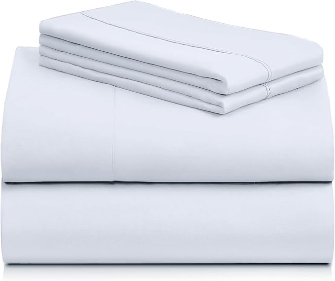 LuxClub 4 PC Sheet Set Bed Sheets Deep Pockets 16" Eco Friendly Wrinkle Free Cooling Machine Washable Hotel Bedding Silky Soft - Baby Blue California King