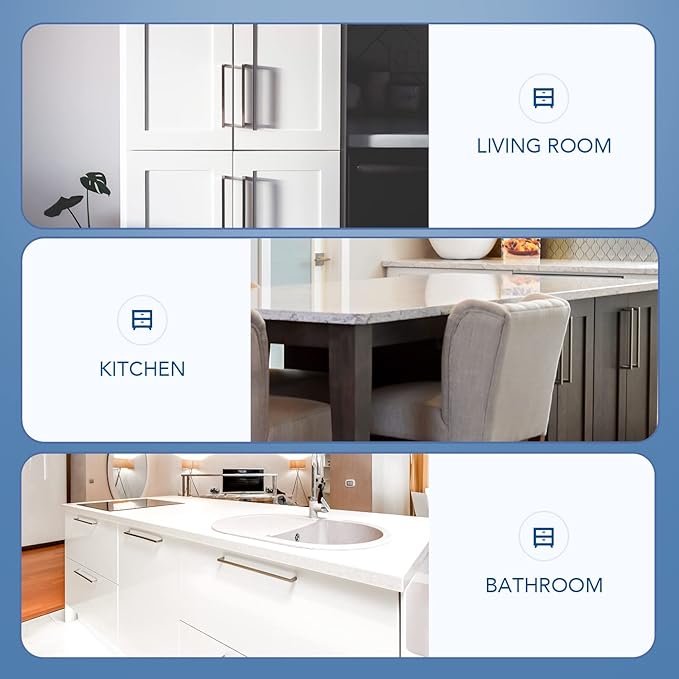 Ravinte 25 Pack Brushed Nickel Kitchen Cabinet Handles 10 Inch Cabinet Pulls Square Kitchen Hardware for Cabinet Drawer Pulls Drawer Handles Come with Screwdriver