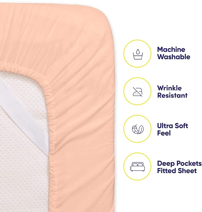 Sweet Home Collection 6 Piece Bed Sheet Set, Queen, Peach