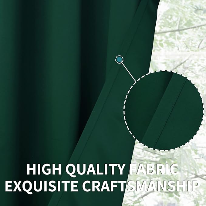 BGment Green Blackout Curtains 54 Inch Length 2 Panels Set, Grommet Thermal Insulated Room Darkening Curtains for Bedroom, Each 46 x 54 Inch