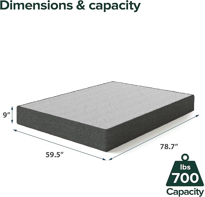 ZINUS 9 Inch Queen WonderBox(TM) Smart Box Spring, Quick Assembly Mattress Foundation, Durable Metal Frame, Grey