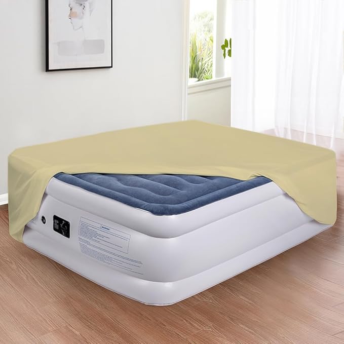 Bedecor Air Bed Sheets for Mattress Cover Removable Bed and Elastic Band Super Soft and Breathable & Deep up to 21" Beige King
