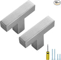 Ravinte 10 Pack Brushed Nickel Kitchen Cabinet Handles Single Hole Cabinet Pulls Square Kitchen Hardware for Cabinet Drawer Pulls Drawer Handles Come with Screwdriver