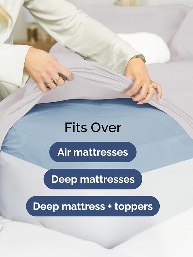 Extra Deep Full Sheet Set - 6 Piece Breathable & Cooling Sheets - Hotel Luxury Bed Sheets Set - Easy & Secure Fit - Soft, Wrinkle Free & Comfy Sheets Set - French Grey Sheet Set w/Extra Deep Pockets