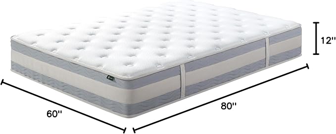 ZINUS 12 Inch Comfort Support Hybrid Mattress [New Version], Queen, Fiberglass Free, Medium Plush, Motion Isolation, Certified Safe Foams & Fabric, Mattress in A Box