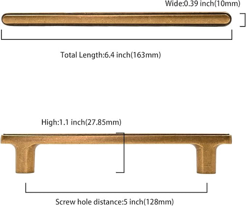 10 Pack 5 Inch(128mm) Kitchen Cabinet Handles Antique Brass Cabinet Pulls Vintage Retro Kitchen Cabinet Hardware Drawer Pulls for Cupboard Wardrobe