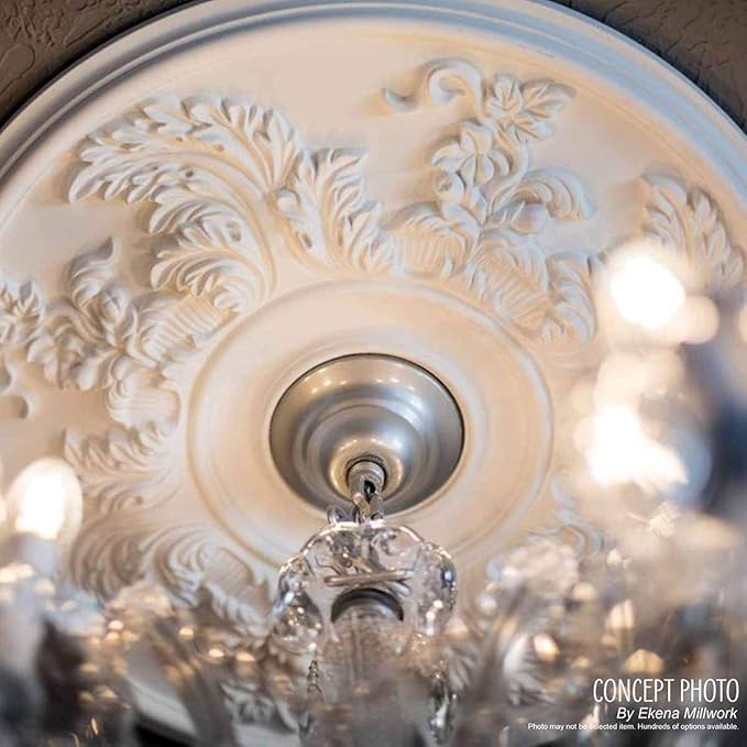 Ekena Millwork CM12BRBMF 12 1/2"OD x 3 7/8"ID x 3/4"P Bradford Ceiling Medallion, Brushed Mahogany