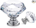 Ravinte 25 Pack Crystal Drawer Knobs - Glass Cabinet Knobs, Diamond Shaped, 30 mm, Silver Base