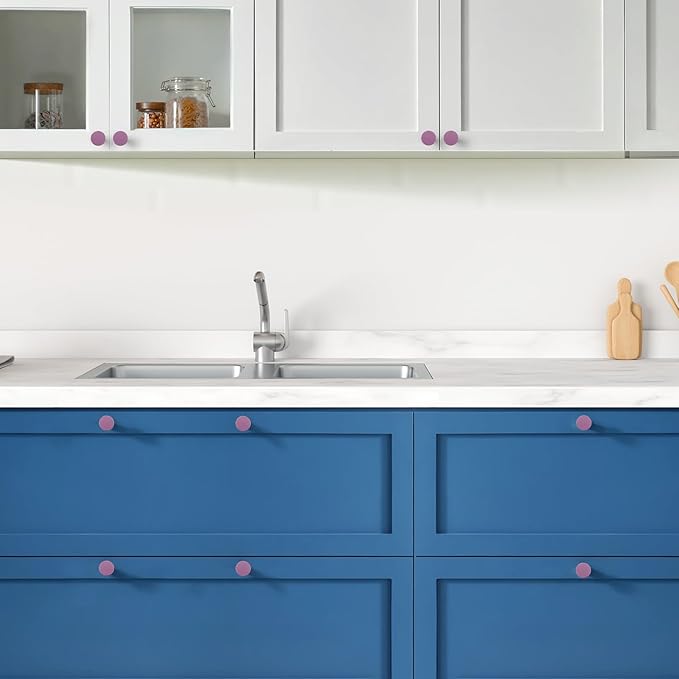 Ravinte 15 Pack Cabinet Knobs Purple Kitchen Cabinet Knobs Round Dresser Drawer Pulls Closet Door Pulls 1-1/5 Inch