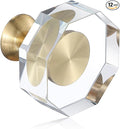 12-Pack 1-1/4-Inch Gold knob Dresser knobs White Cabinet Glass Crystal knobs Brass Drawer Polygonal Dresser Pulls, Drawer pulls