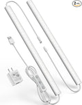 Plug-in Under Cabinet Lighting, Dimmable Counter Lights for Kitchen, 2pcs 12 Inch, Cold White 6000K Linkable USB Led Closet Light, Wired Indoor Night Lights Bar for Desk, Sink,Workbench