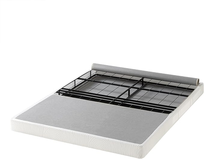 ZINUS 4 Inch Box Spring with Cover, No Assembly Mattress Foundation, Sturdy Metal Structure, Full, White