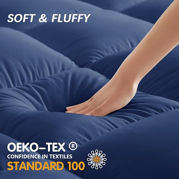 CYMULA King Mattress Topper, Extra Thick Pillow Top Mattress Topper, Cooling Mattress Pad Cover Bed Topper with 8-21 Inch Pockets, Plush Down Alternative Fill Mattress Protector