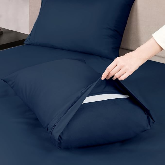 Mejoroom California King Size Sheet Set - Soft Microfiber Bed Sheets,Deep Pocket Fitted Sheet, Breathable, Wrinkle & Fade Resistant - 4 Piece (California King,Navy)