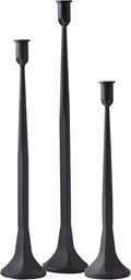 Denique Iron Taper Candle Holder Set of 3, Black Candlestick Holders 19.3”17” 14” Heightening Decorative Candle Stand Set for Wedding, Dining Table, Home Decoration (Black)