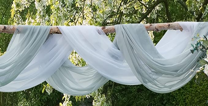 LinenZone Silver Window Scarf Valance in 216 Inch Size. Use Window Scarves as Canopy Bed or Backdrop Curtains, Curtain Scarf, or Sheer Fabric for Draping. (Amazing 55 x 216, Silver)