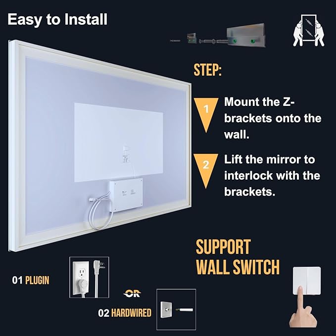 LED Bathroom Mirror with Lights 40"x 38", Front Lit and Backlit Mirror,Stepless Dimmable,Anti-Fog, Shatter-Proof, Memory, Lighted Vanity Mirror for Wall (Horizontal/Vertical)
