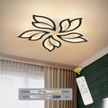 Garwarm LED Ceiling Light Fixture, 60W Modern Leaves Ceiling Lamp Dimmable Black Flush Mount Ceiling Chandelier for Living Room Study Room Dining Room Bedroom