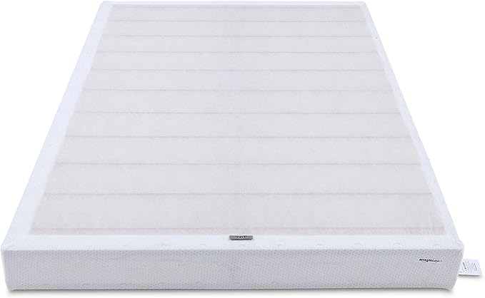 Amazon Basics Smart Box Spring Bed Base, 9-Inch Height Mattress Foundation, Tool-Free Easy Assembly, Full, 74"L x 53"W x 9"H, White
