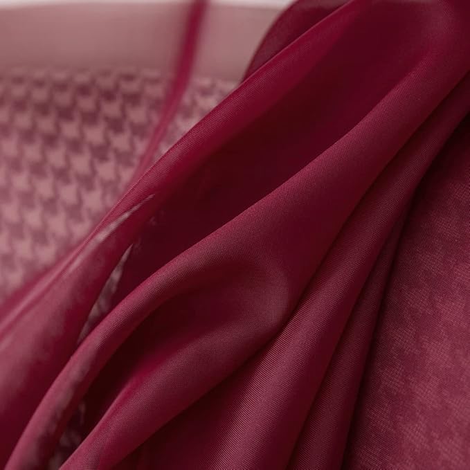 MIULEE Christmas Sheer Window Scarf Valance Extra Long Topper Window Treatment Elegant Curtain Scarves Luxury Swag Curtain Drapes for Wedding Arch Ceremony Canopy Bed, 37 x 216 One Panel, Maroon Red