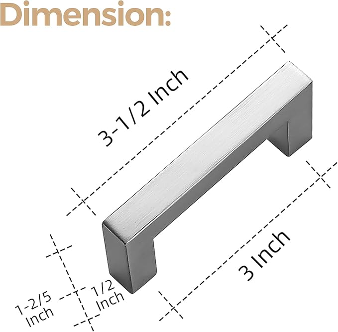 Ravinte 20 Pack 3 Inch Square Cabinet Handles - Satin Nickel Pulls, Brushed Nickel Drawer Pulls, Kitchen Hardware, Handles for Cabinets, Cupboards