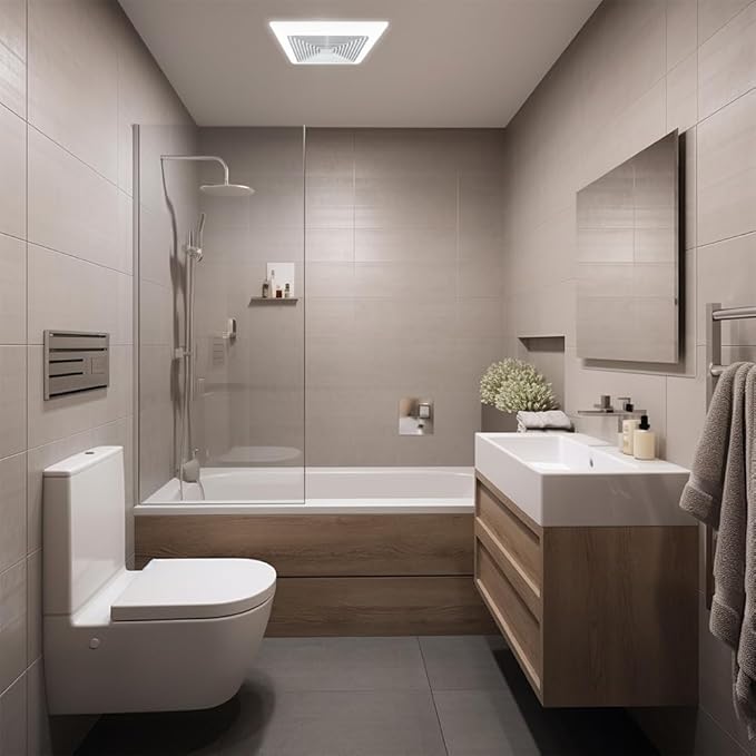 BV LED Bathroom Exhaust Fan With Light 110CFM - 1.2 Sones, Ultra Quiet, 800lm | Bathroom Vent Fan 3000K/4000K/5000K, Covers up to 110 sq. ft. | 4 Inch Duct Collar, Easy Install & Replace