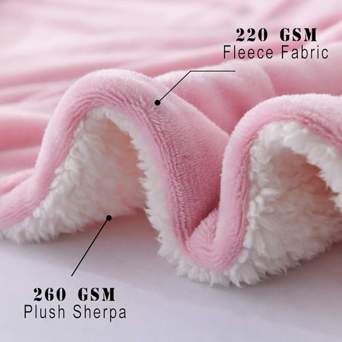 NANPIPER Fleece Blanket Reversible Sherpa Flannel Throw Blanket Super Soft Fuzzy Plush Microfiber for Bed/Couch (60"x80",Pink)