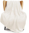 Exclusivo Mezcla Extra Large Fleece Throw Blanket for Couch, Sofa, 300GSM Super Soft and Warm Blankets, Ivory Throw All Season Use, Cozy, Plush, Lightweight, 50x70 Inches