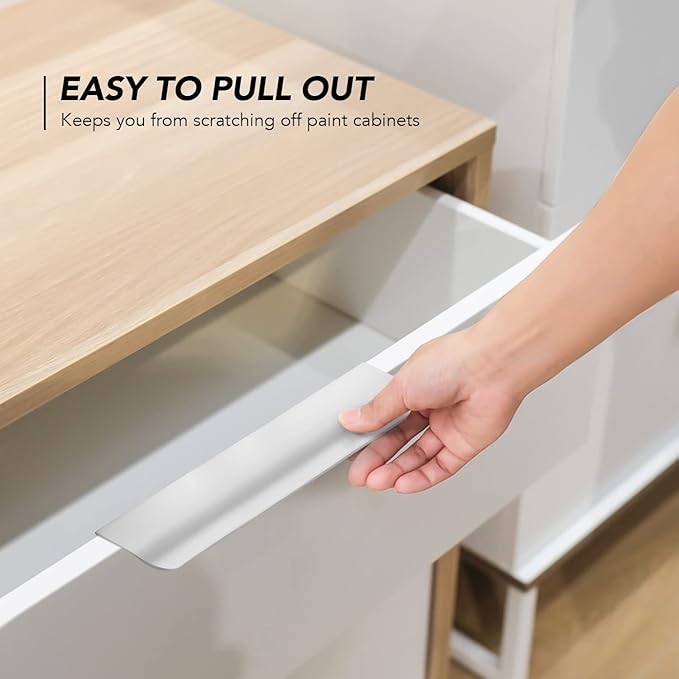 Ravinte Hardware 10 Pack Silver Cabinet Handles, 5.9 Inch (150mm) Finger Edge Pulls, 5 Inch Hole Center, Finger Pulls for Cabinets