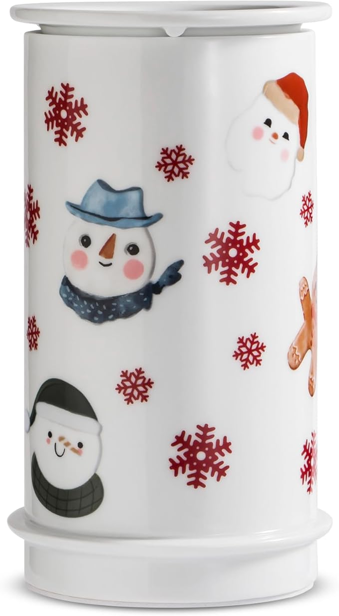 STAR MOON Ceramic Electric Wax Melt Warmer Candle Waxing Warmer Burner Melt Wax Cube Melter Fragrance Warmer - Ideal for Family and Friends, Snowman