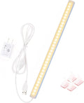 JUSJUBR 12-Inch Slim LED Under Cabinet Light with Memory Function, Warm White 3000K Dimmable USB Light Bar for Rooms