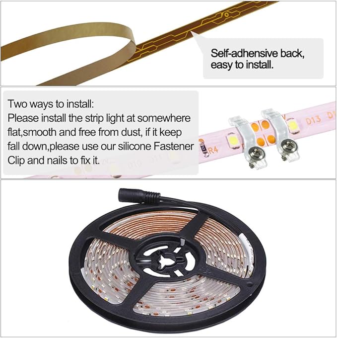XINKAITE Led Strip Lights Warm White - 16.4ft Led Tape Light 12 V DC SMD 3528 Waterproof Flexible LED Light Strips for Boat, Home, Club, Bar and Outdoor Decoration(Power Adapter Not Included)