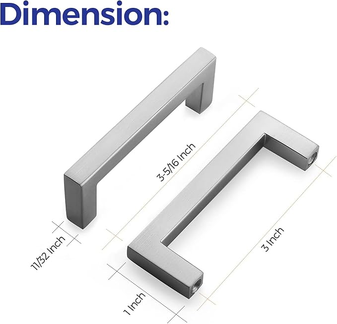 Ravinte 25 Pack Solid 3 Inch Center to Center Slim Square Bar Drawer Handles Kitchen Cabinet Handles Brushed Nickel Drawer Pulls Kitchen Cabinet Hardware Kitchen Handles Cabinet Pulls