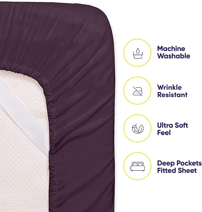 Twin XL Size Bed Sheets - 4 Piece 1500 Supreme Collection Fine Brushed Microfiber Deep Pocket Twin X-Large Sheet Set Bedding - 1 EXTRA PILLOW CASES, GREAT VALUE, Twin XL, Purple