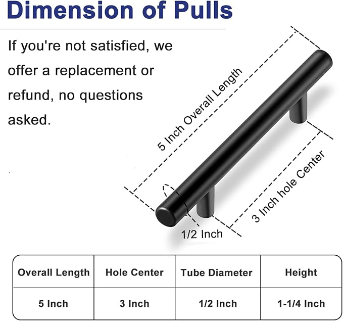 HBL' 20 Pack | 3 Inch Center to Center Matte Black Cabinet Pulls Kitchen Cabinet Handles,Made of Stainless Steel,Ideal for Cabinet,Drawer,Cupboard and Wardrobe.
