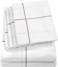 Cal King Size Bed Sheets - 6 Piece 1500 Supreme Collection Fine Brushed Microfiber Deep Pocket California King Sheet Set Bedding - 2 Extra Pillow Cases, Great Value, California King, Window Pane White